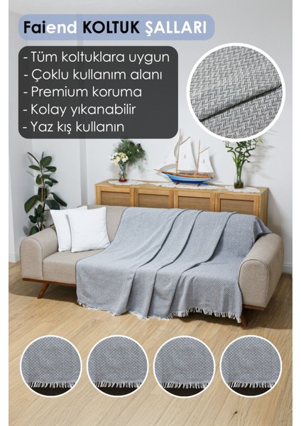 Gri Pamuklu 180X200 cm Koltuk Örtüsü, Yıkanabilir ve Şık Tasarım. indirimleri
