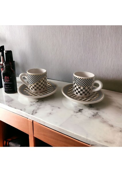 Özel Tasarım 2’li 4 Parça Beyaz Fincan Takımı, Şık ve Zarif Set indirimleri