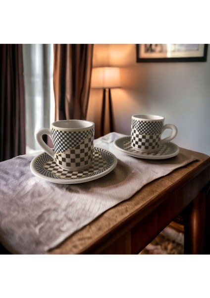 Özel Tasarım 2’li 4 Parça Beyaz Fincan Takımı, Şık ve Zarif Set