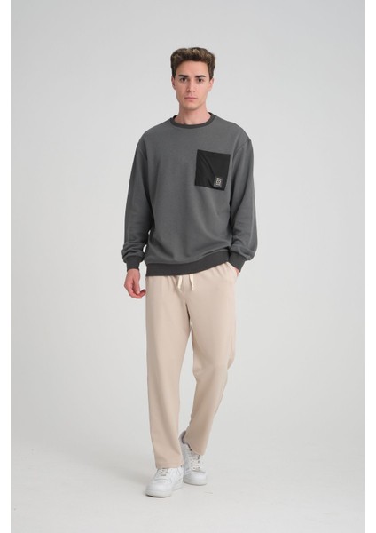 Erkek Yumuşacık Kumaşlı Oversize Fit Yuvarlak Yakalı Füme Sweatshirt fiyatları