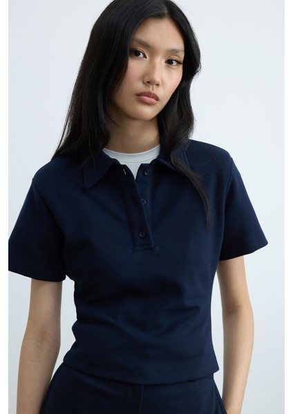 Lacivert Jane Polo Yaka Tişört