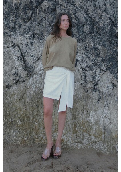 Ihlamur Yeşili Ole Oversize Keten Bluz modelleri