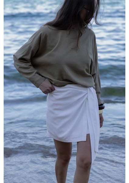 Ihlamur Yeşili Ole Oversize Keten Bluz fırsatları