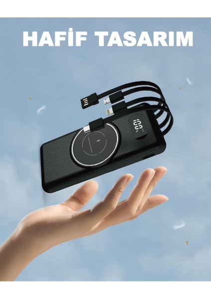 LED Ekranlı Dahili Kablolu 22.5W Hızlı Şarj Destekli 10.000MAH Magsafe 15W Powerbank fiyatları