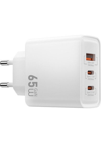 WI-G005 Essen Serisi Gan Tech Pd Hızlı Şarj Özellikli Şarj Başlığı 65W Beyaz