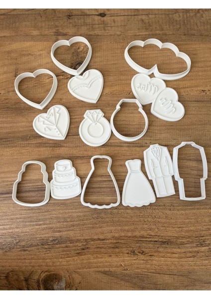 7'li Evlilik Temalı Kurabiye Kalıbı ve Damga Seti, Özel Anlarınızı Tatlandırın fiyatları