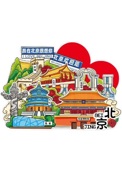 0159PEKIN Çin Seyahat Hatırası Buzdolabı Çıkartmaları (Yurt Dışından)