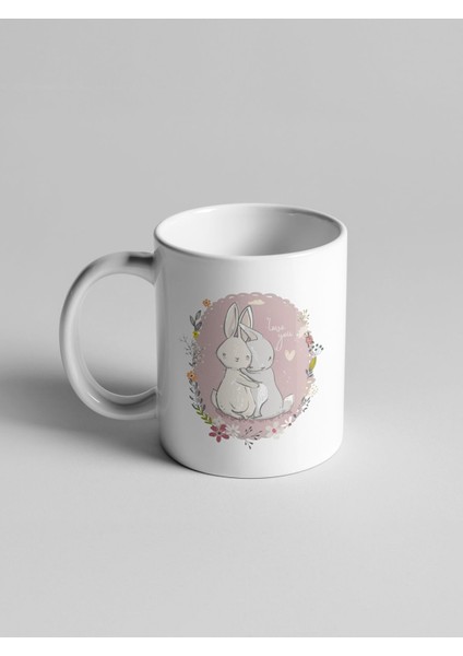 Sevgili Tavşan Tasarımlı Seramik Kahve Kupası, Şık ve Dayanıklı Bardak