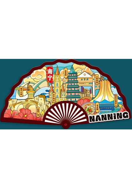 0330NANNING, Çin Seyahat Hediyelik Buzdolabı Çıkartmaları (Yurt Dışından)