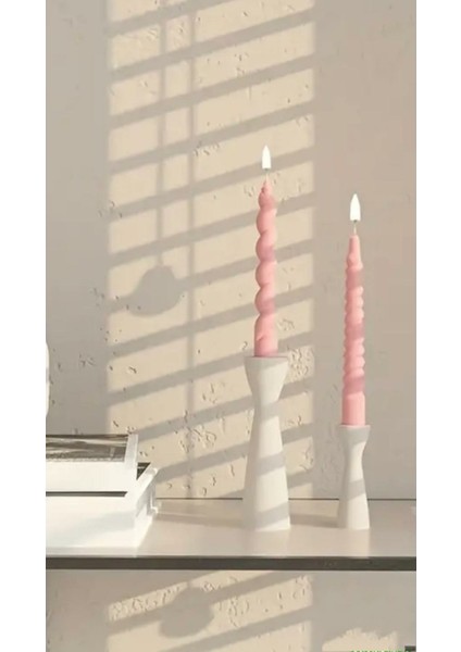 Beyaz Şamdanlık Seti, Ev Dekorasyonu Için Şık Mum Tutucu Tasarımı