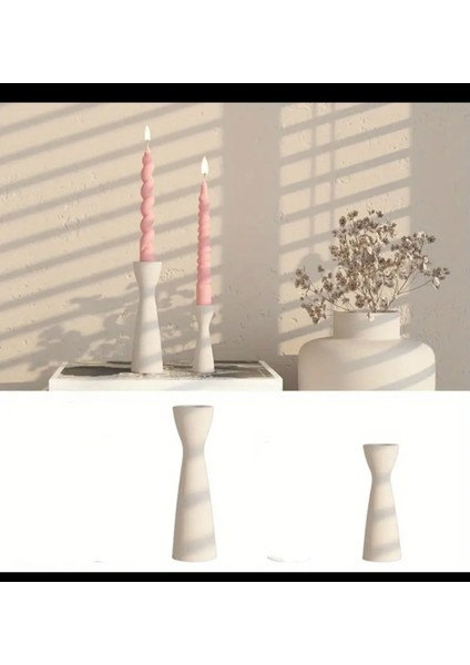 Beyaz Şamdanlık Seti, Ev Dekorasyonu Için Şık Mum Tutucu Tasarımı modelleri