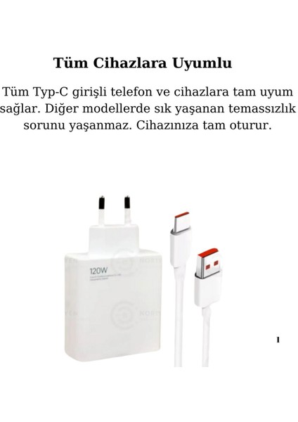 120W Turbo Ultra Hızlı Akım Korumalı Şarj Aleti Usb- Type-C Kablo ve Adaptör Şarj Seti
