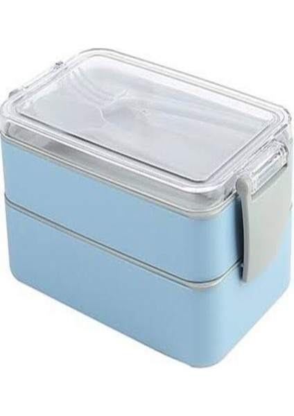 Mavi 2 Katlı Beslenme Kutusu, Aroni Fely Fiambrera, Sağlıklı ve Şık Tasarım