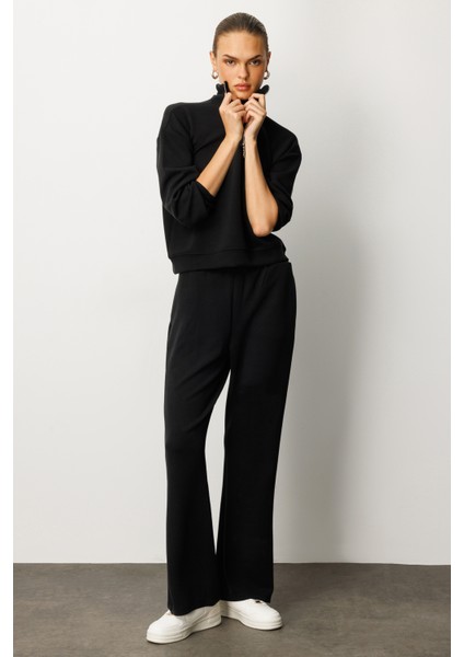 Kadın Modal Uzun Kollu Yarım Fermuarlı Bol Paça Takım fiyatları