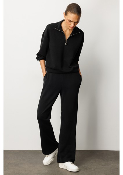 Kadın Modal Uzun Kollu Yarım Fermuarlı Bol Paça Takım modelleri