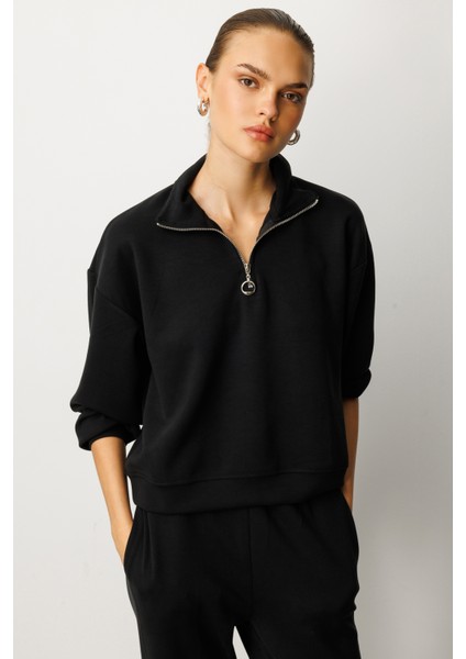 Kadın Modal Uzun Kollu Yarım Fermuarlı Bol Paça Takım fırsatları