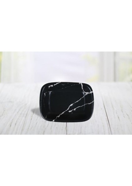 2'li 13 cm Siyah Mermer Kayık Tabak Seti, Şık ve Dayanıklı Tasarım
