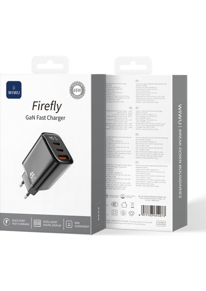 WI-G011 Firefly Serisi Gan Tech Pd Hızlı Şarj Özellikli Şarj Başlığı 45W Siyah fırsatları