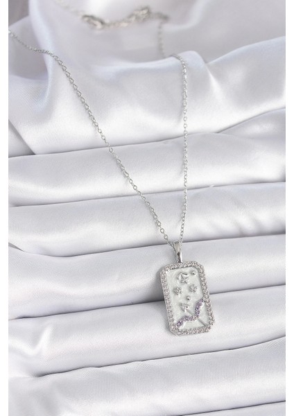 316L Çelik Gümüş Renk Zincir Yay Burcu Zirkon Taşlı Kadın Kolye fiyatları