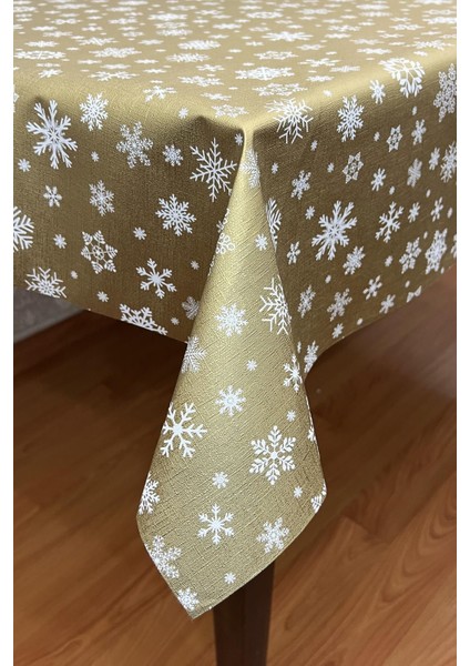 Elyaf Tabanlı, Silinebilir, Kar Desenli Masa Örtüsü, Dayanıklı ve Şık Tasarım