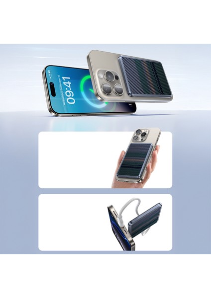 MP16 Armorgo M-Safe Özellikli Aurora Serisi Aramid Fiber Powerbank 15W 10000MAH Siyah-Yeşil