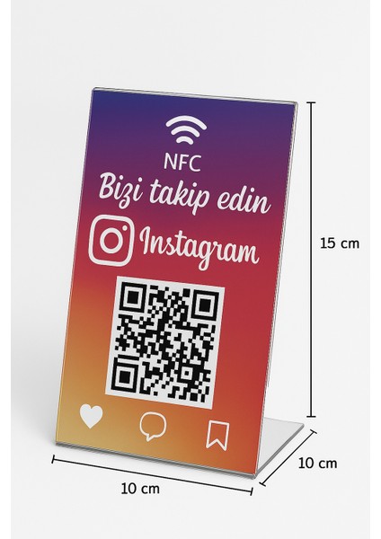 3ADET Nfc Instagram Takipçi Standı. Nfc instagram Masa Üstü Stand 10 cm x 14 cm fiyatları
