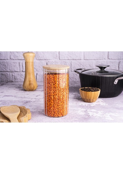 Cam Saklama Kabı, 600 Ml, Kahverengi, Dayanıklı ve Şık Tasarım