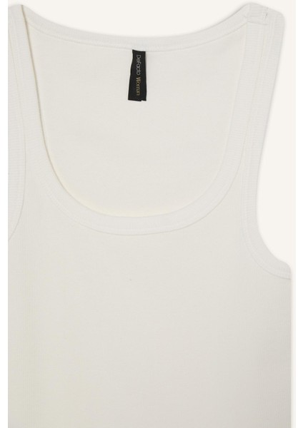 Slim Fit Dar Kesim Basic Düz Yuvarlak Yaka Fitilli Kaşkorse Atlet E5539AX25SM