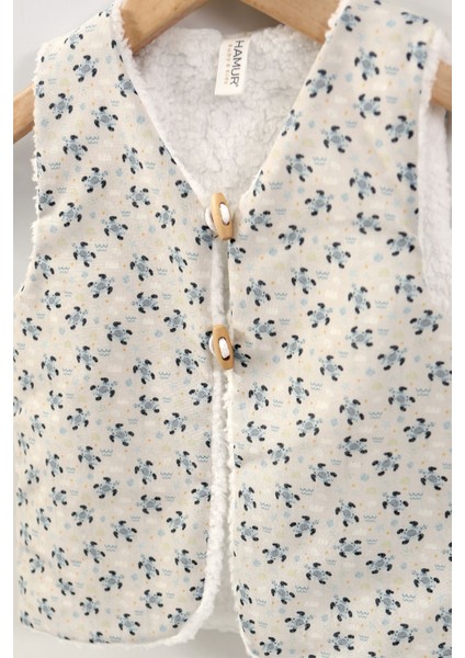 Unisex Yelek ve Patik Takımı 2 Li Set Çift Taraflı Düğmeli Yenidoğan Pamuklu Koyun Tüyü Moi fiyatları