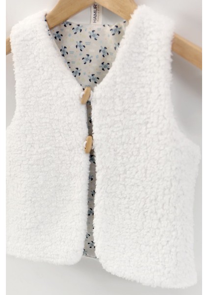 Unisex Yelek ve Patik Takımı 2 Li Set Çift Taraflı Düğmeli Yenidoğan Pamuklu Koyun Tüyü Moi indirimleri