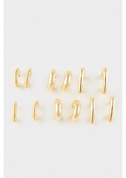 Kadın 6'lı Gold Halka Küpe F5965AXNS