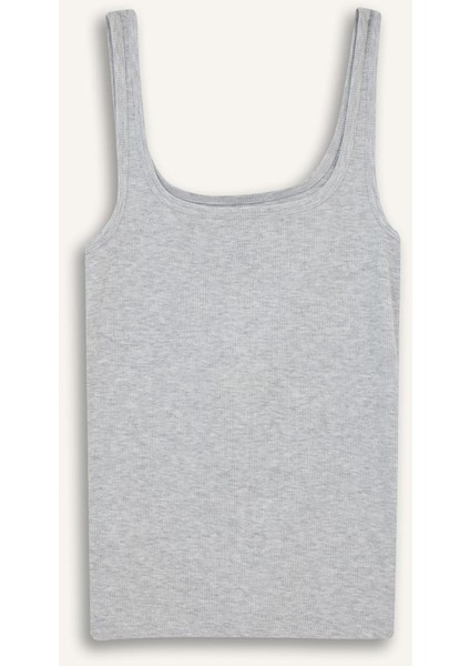 Slim Fit Dar Kesim Basic Düz Yuvarlak Yaka Fitilli Kaşkorse Atlet E5540AX25AU