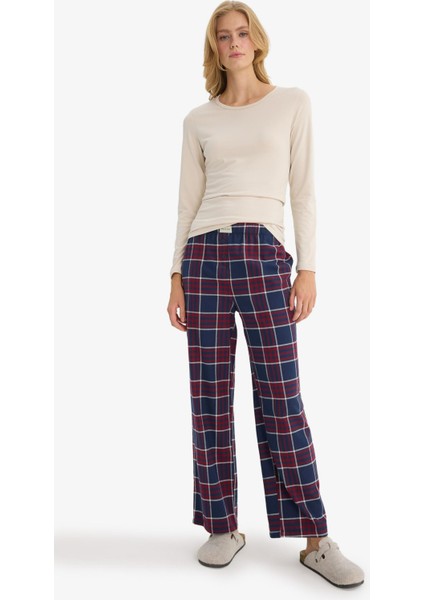 Regular Fit Uzun Boy Kareli Pijama Altı-Fall in Love E7617AX25AU fiyatları