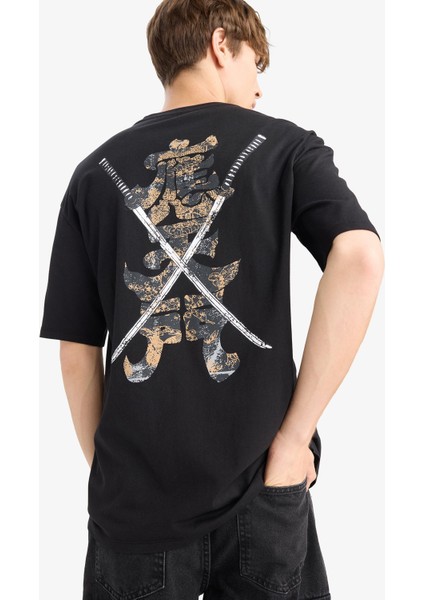 Regular Fit Bisiklet Yaka Sırt Baskılı Kısa Kollu Tişört F8907AX25HS fırsatları