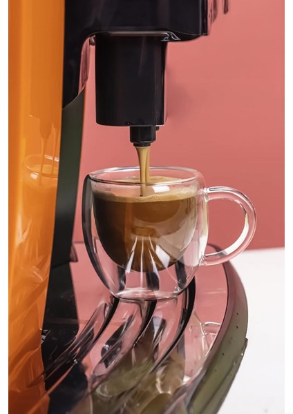 Turuncu Çift Camlı, 250ML Isı Yalıtımlı Kulplu Cam Kupa modelleri