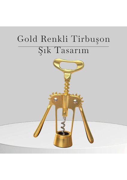 Çelik Tirbuşon Gold Rengi Şık Tasarım