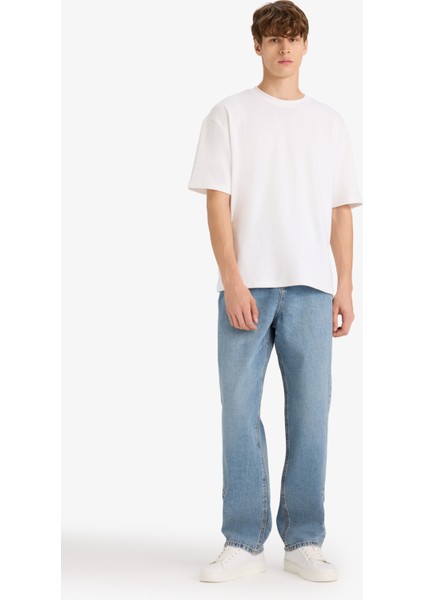 %100 Pamuk Baggy Fit Normal Bel Geniş Paça Jean Pantolon E8421AX25AU fiyatları