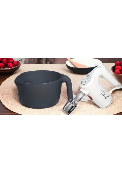 Geniş ve Kullanışlı 3000 ml Kulplu Karıştırma Kabı, Gri Renk, Pratik ve Dayanıklı