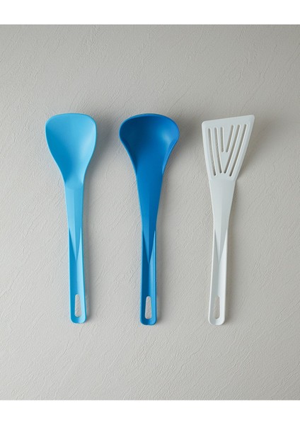 Mavi 3 Parça Plastik Servis Seti, Şık ve Dayanıklı Ev Kullanımı Için Ideal