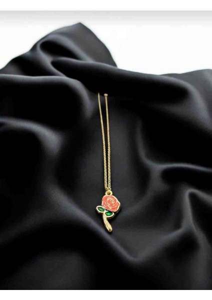 Gül Model Yapraklı Gold Kolye fiyatları