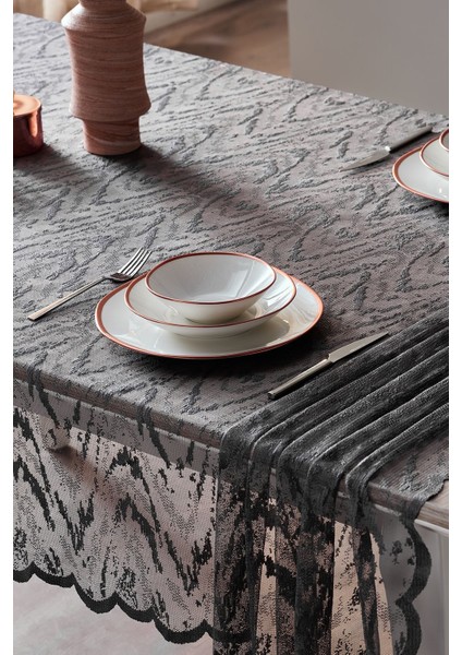 145X240CM Antrasit Masa Örtüsü, Şık ve Dayanıklı Tasarım