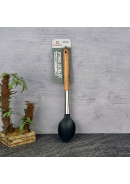 Çok Renkli Ahşap Saplı Silikon Kaşık, Sağlıklı ve Şık Mutfak Gereçleri