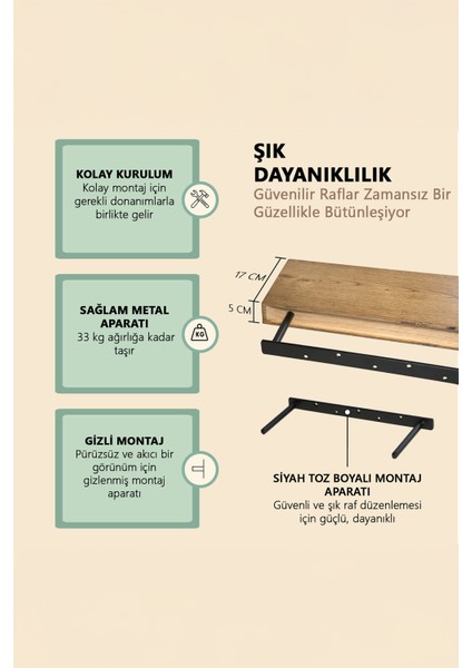 Uçan Raf Çam Ahşap Masif Ofis Mutfak Salon Kitaplık Uyumlu Modern Dekoratif Gizli Bağlantılı 2'li modelleri