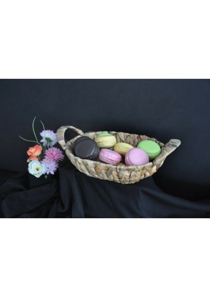 Haki Hasır Örgülü Kulplu Oval Sepet ve Tepsi, Şık ve Kullanışlı Tasarım fırsatları