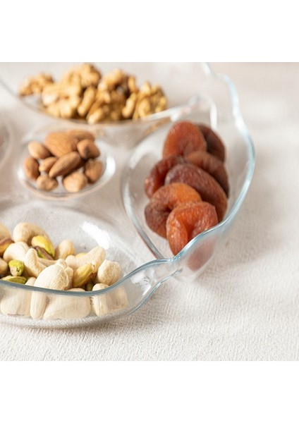 Beyaz 5 Bölmeli Sunum Tabağı, Şık ve Kullanışlı Sunum Gereciği