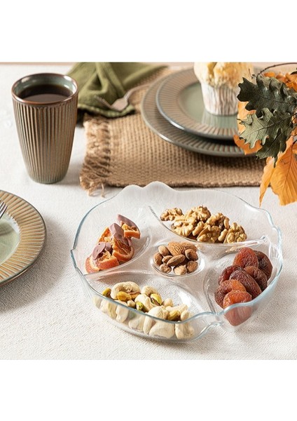 Beyaz 5 Bölmeli Sunum Tabağı, Şık ve Kullanışlı Sunum Gereciği fırsatları