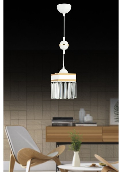 Şeritli Kare Sarkıt Kristal Avize, Şık ve Modern Işıklandırma Parçası