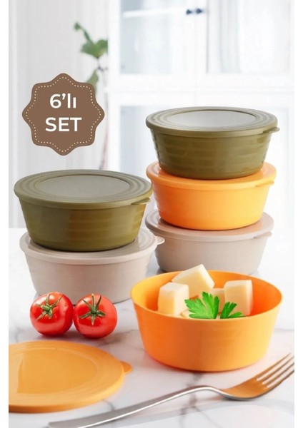 6'lı Çok Amaçlı Saklama Kabı Seti, Renkli ve Kullanışlı, Pratik Saklama Çözümü