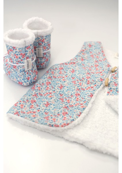 Unisex Yelek ve Patik Takımı 2 Li Set Çift Taraflı Düğmeli Yenidoğan Pamuklu Koyun Tüyü Loom fırsatları