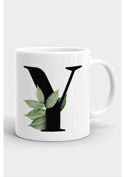 Beyaz Porselen Y Harfli Sade Kupa Bardak, Şık ve Hafif Tasarım
